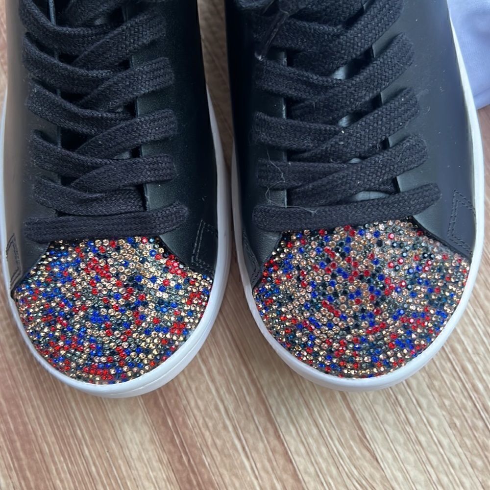 Schutz Sienna Rhinestone Toe Lace-up Sneaker in Black - Picture 6 of 13